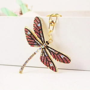 Crystal Rhinestone Dragonfly Keychain For Women Zinc Alloy Animal Bag Pendant Car Key Ring Accessory Sparkling Gift
