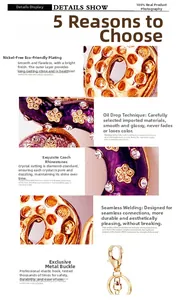 Detail of purple enamel snake keychain with gold plating and sparkling Czech rhinestones