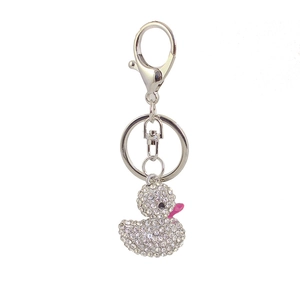 Portachiavi con anatra 3D in strass scintillanti per borse da donna con gancio argento