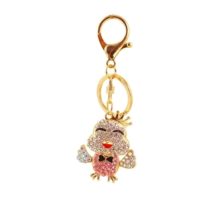 Portachiavi pulcino carino con strass colorati e corona dorata per borse da donna