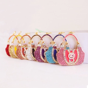 Exquisite Fashion Crystal Handbag Keychain Zinc Alloy Rhinestone Bag Pendant Metal Keyring Accessories For Women Gift