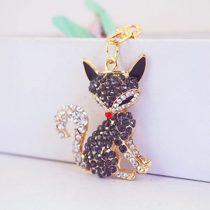 Simpatico Portachiavi a Forma di Volpe e Gatto con Strass in Lega di Zinco Ciondolo Animale per Borsa Donna Gioiello Luccicante