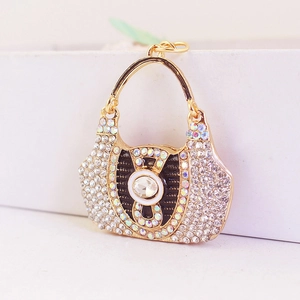 Exquisite gold handbag keychain with crystals and sparkling rhinestones for accessories