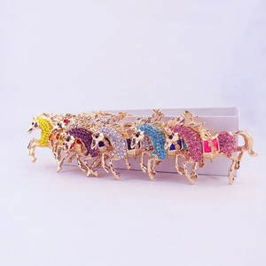 Rhinestone Horse Keychain Creative Zinc Alloy Enamel Pony Bag Pendant Metal Keyring Accessory Fashion Gift For Women