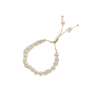 Elegant 14K gold plated bracelet with ABS pearls and adjustable sliding buckle clasp