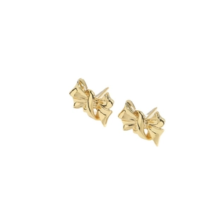 Pendientes de lazo bañados en oro de 14K para mujer con acabado metálico minimalista pulido