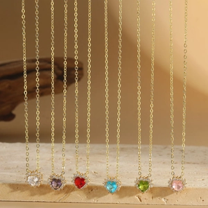 Élégant Collier Pendentif Cœur Cuivre Zircone Chaîne de Clavicule Mode pour Femmes Minimaliste Bijoux de Fête Quotidienne