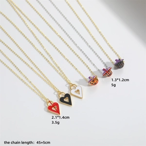 Abstract Halloween heart and pumpkin necklaces with adjustable chains in gold and silver