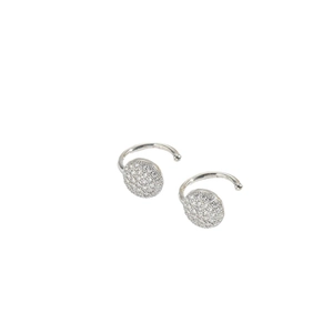 Minimalist silver spherical stud earrings with micro-set shimmering cubic zirconia stones