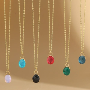 Mode Minimalistisch Oval Zirkonia Anhänger Halskette Für Damen Kupfer Galvanisiert Hohe Qualität Pendeln Täglich Schmuck Zubehör