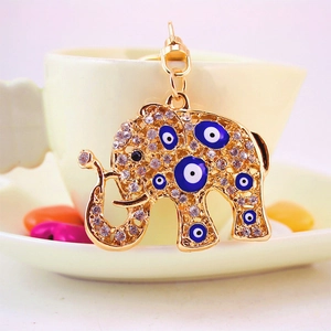 Kreativer Böser Blick Elefant Schlüsselanhänger mit Goldbeschichtung und Strasssteinen