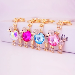 Portachiavi Cane Barboncino Cristallo Donna Lega Zinco Strass Cucciolo Pendente per Borsa Moda Animale Gioielli Regalo