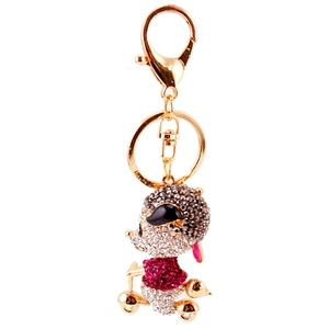 Porte-clés souris à vélo en strass avec cristaux étincelants et anneau doré brillant