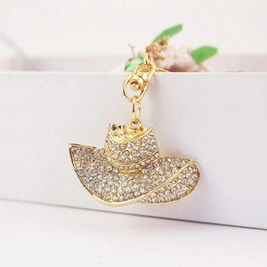 Western Cowboyhut Schlüsselanhänger Mit Strass Künstliche Perlenimitat Zinklegierung Vergoldet Mode Tasche Charm Anhänger Geschenk Für Damen