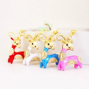 Creative Cute Enamel Goat Animal Keychain Zinc Alloy Rhinestone Inlaid Goat Bag Charm Jewelry Accessories Gift For Women