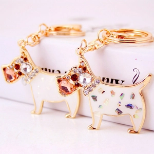 Porte-clés Chien Terrier Écossais Alliage Strass Coquillage Charme de Sac Femmes Hommes Mignon Animal Pendentif Cadeau