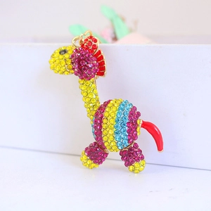 Portachiavi creativo a giraffa con cristalli colorati e finitura dorata per donna