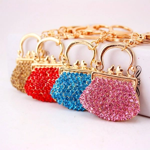 Mini Portachiavi a Forma di Borsa con Strass Ciondolo per Borsa Lussuoso Anello in Lega di Zinco Regalo per Donne Ragazze Gioielli Decorazione