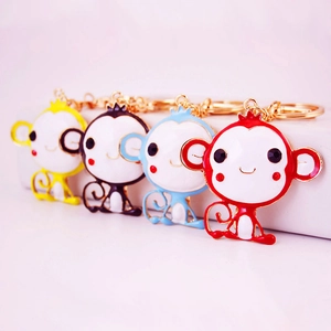 Cute Cartoon Monkey Keychain Zinc Alloy Enamel Drip Oil Rhinestone Pendant Bag Accessory Gift Women Girls Backpack Charm