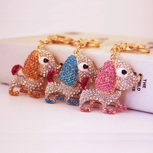 Simpatico Portachiavi a Forma di Cucciolo con Grandi Orecchie e Strass in Lega di Zinco Ciondolo per Borsa Regalo Donna