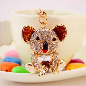 Sparkling crystal mouse keychain with rhine-stones for women handbag decoration accessory