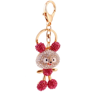 Sparkling crystal mouse keychain with pink rhinestones for women's handbags and gifts