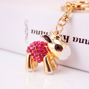 Creative Cartoon Donkey Keychain Cute Rhinestone Zinc Alloy Animal Pendant Bag Charm Jewelry Gift For Women Girl Accessory