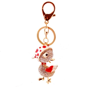 Porte-clés canard mignon doré avec strass brillants pour sacs à main et voitures