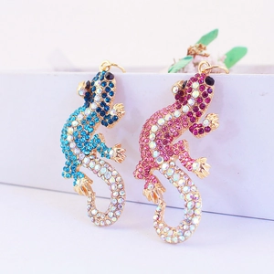 Porte-clés Gecko Lézard en Strass Alliage de Zinc Pendentif Animal Ornement Suspendu pour Sac Cadeau Femme Amis