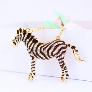 Porte-Clés Zèbre en Strass Mignon Or Alliage de Zinc Émail Zébré Pendentif de Sac Animal pour Femmes Accessoire de Mode