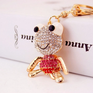 Porte-clés Grenouille en Strass Mignon Bijou de Sac Animal Scintillant en Alliage de Zinc Cristal pour Femmes Filles