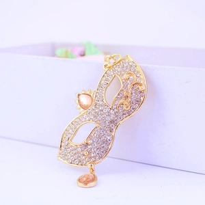Femmes Porte-Clés Masque Mascarade Avec Strass Incrusté Alliage Doré Pendentif Sac Charme Bijoux de Mode Cadeau Créatif