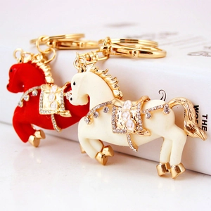 Squisito Portachiavi Animale Cavallo con Strass in Lega di Zinco Ciondolo per Borsa Auto Anello Portachiavi Regalo per Donne