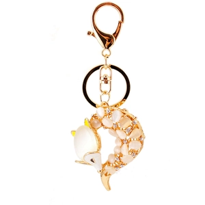 Exquisiter Fuchs Schlüsselanhänger mit Opal und Diamanten für Damen Handtaschen Dekoration
