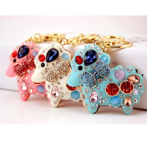 Cute Sheep Keychain For Women Zinc Alloy Rhinestone Enamel Animal Bag Charm Pendant Gift Decorative Key Ring Accessories
