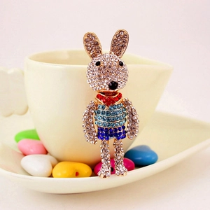 Sparkling rhinestone cartoon bunny keychain pendant for women bags with colorful crystals