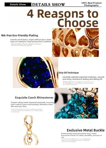 Détails du porte-clés souris en cristal avec strass bleus et dorure de qualité