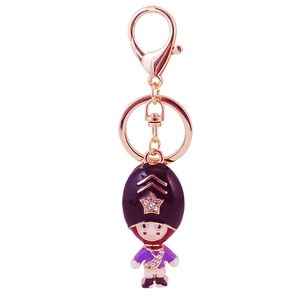 Crystal Royal Guard keychain with gold alloy plating and colorful enamel finish