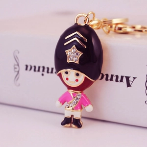 Cartoon British Royal Guard Soldier Keychain For Women Bag Pendant Accessory Zinc Alloy Rhinestone Inlaid Jewelry Keychain Gift