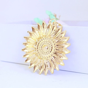 Elegant gold sunflower keychain pendant with multilayer petals for women handbag accessories