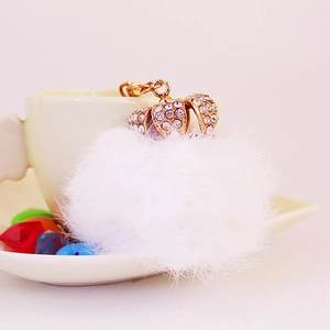 Simpatico portachiavi a pompon con corona e strass per borse e accessori per auto