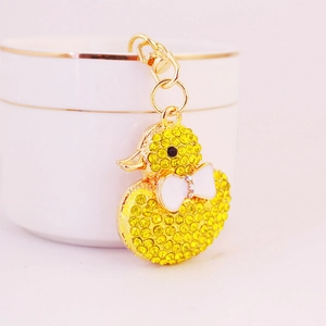Funkelnder Enten Schlüsselanhänger mit Strass und Schleife für Damen Taschen und Schlüssel