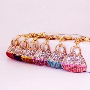 Luxury Zinc Alloy Rhinestone Mini Handbag Keychain For Women Enamel Handbag Charm Bag Pendant Keychain Jewelry Gift
