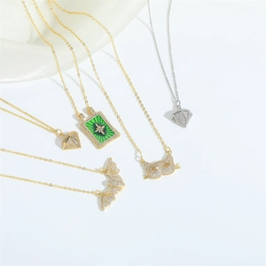 Colliers d'Halloween avec pendentifs chauve-souris et masque chat en zircons or et argent