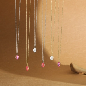 Collier Pendentif en Zircone Ovale Géométrique Simple Élégant Cuivre Plaqué Or Argent Bijoux Délicats pour Femmes Cadeau