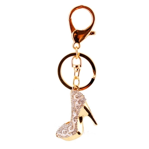 Porte-clés créatif en forme d'escarpin avec strass scintillants et fermoir doré