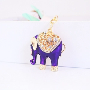 Carino Elefante Portachiavi Lega Di Zinco Strass Smalto Viola Oro Animale Ciondolo Borsa Portachiavi Donna Gioielli Regalo
