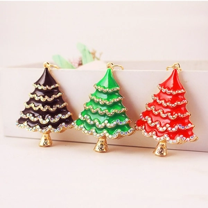 Sparkling Christmas tree keychain with colorful enamel and crystal rhinestone accents