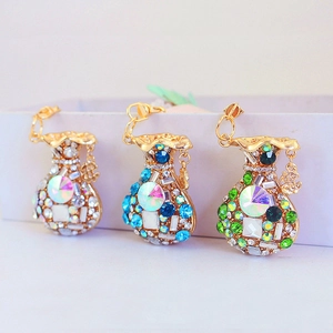 Zinc Alloy Rhinestone Money Bag Keychain For Women Fortune Bag Hanging Charm For Handbags Car Key Ring Fashion Jewelry Gift