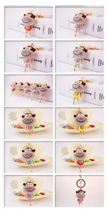 Detail view of colorful enamel rhinestone monkey keychains in multiple color options